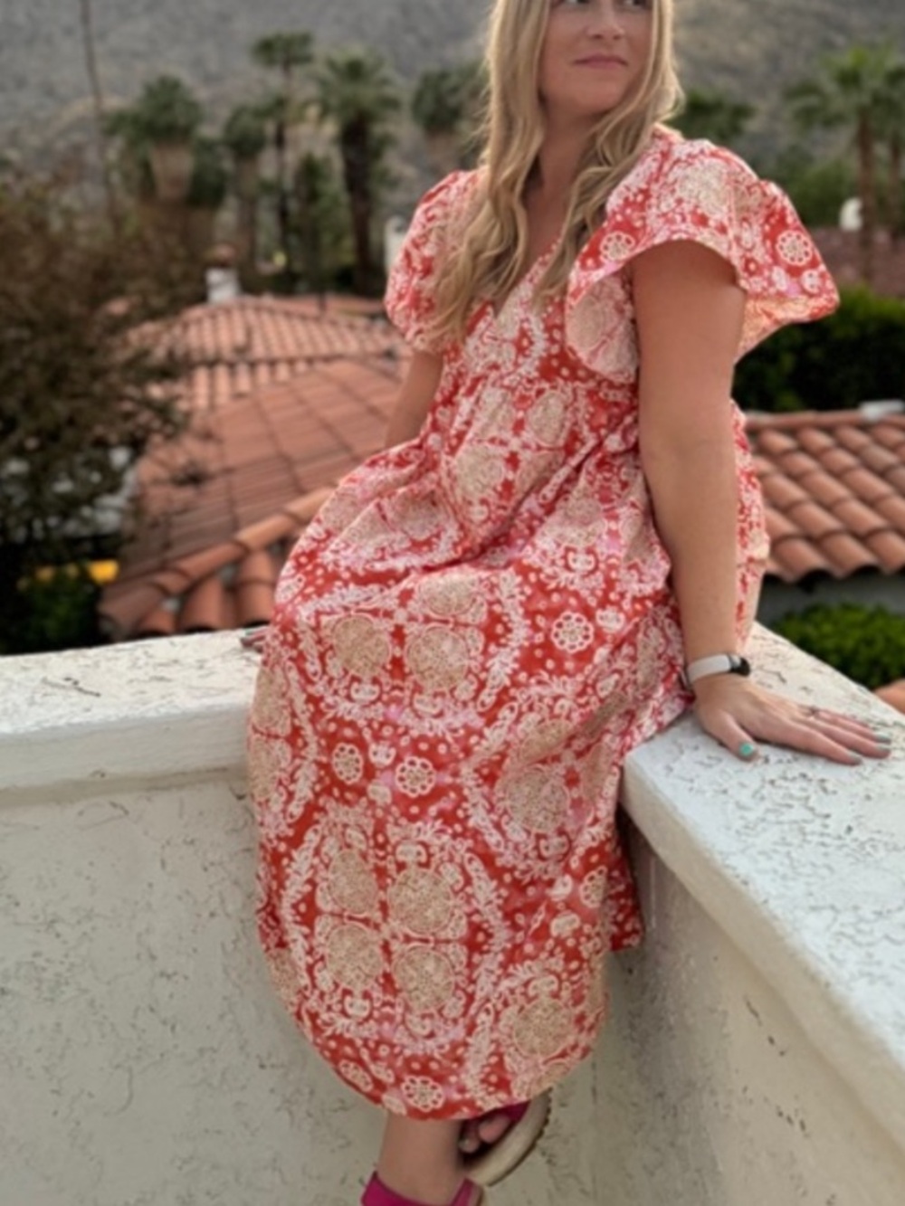 Anthropologie Maeve Printed Flutter-Sleeve Babydoll Dress XS - Picture 2 of 6